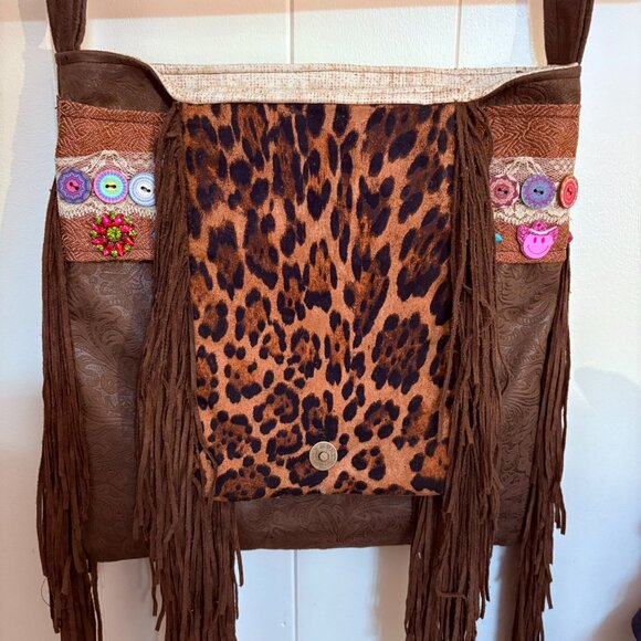 Leather Shoulder Bag, Purse, Pocketbook, Handbag, Boho, Suede Fringe - Picture 7 of 11